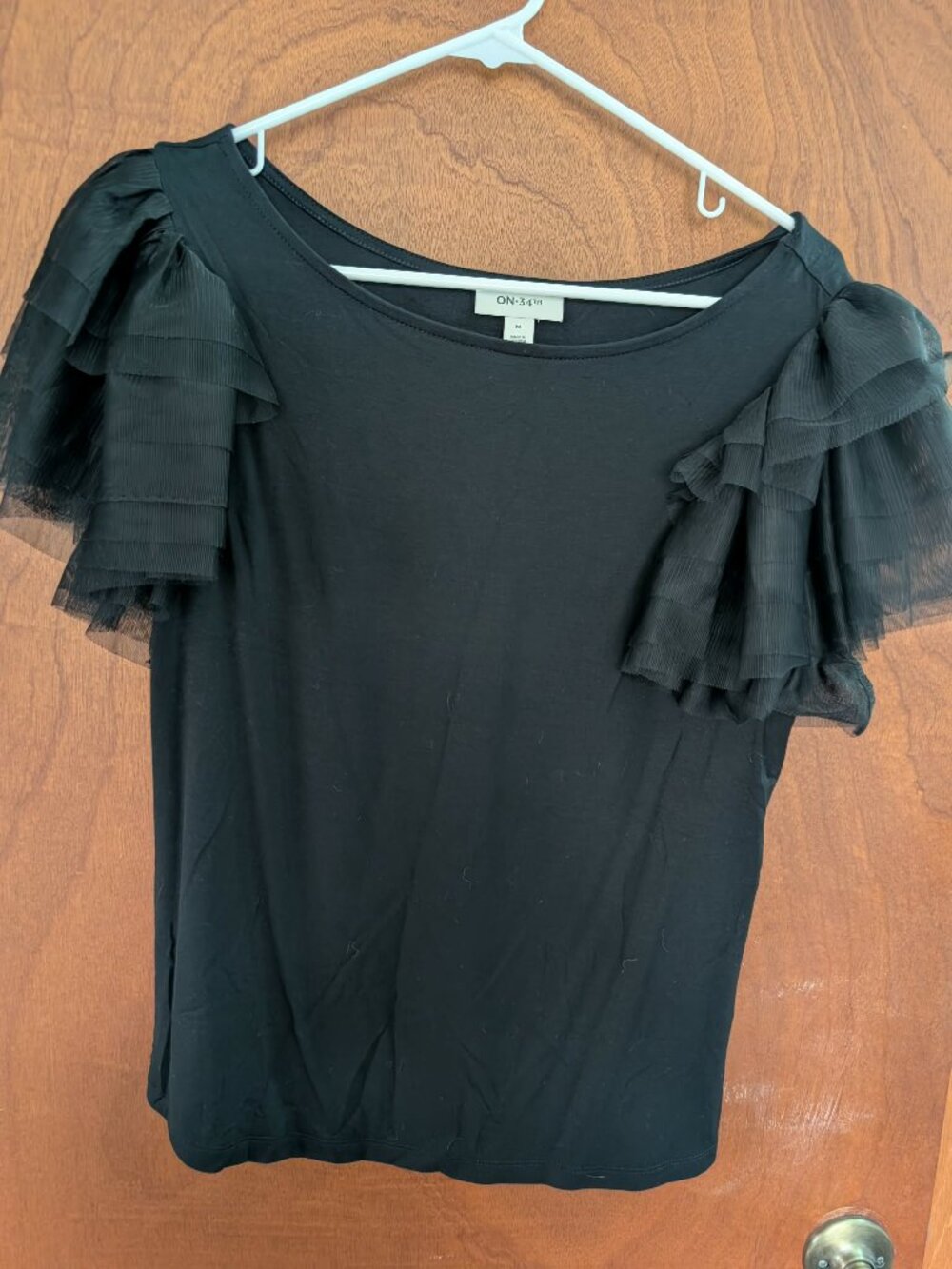 Black Layered Tulle Sleeve Top